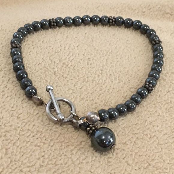 Vintage Hematite Sterling Silver Bracelet - Picture 4 of 4